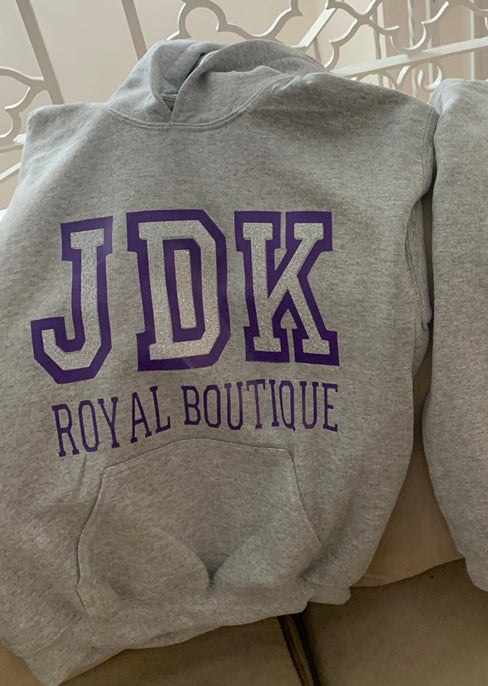 JDK Varsity Pullover Hoodie -  Grey w/Purple Logo