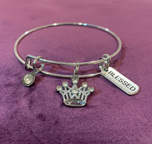 Silver Inspirational Charm Bangle