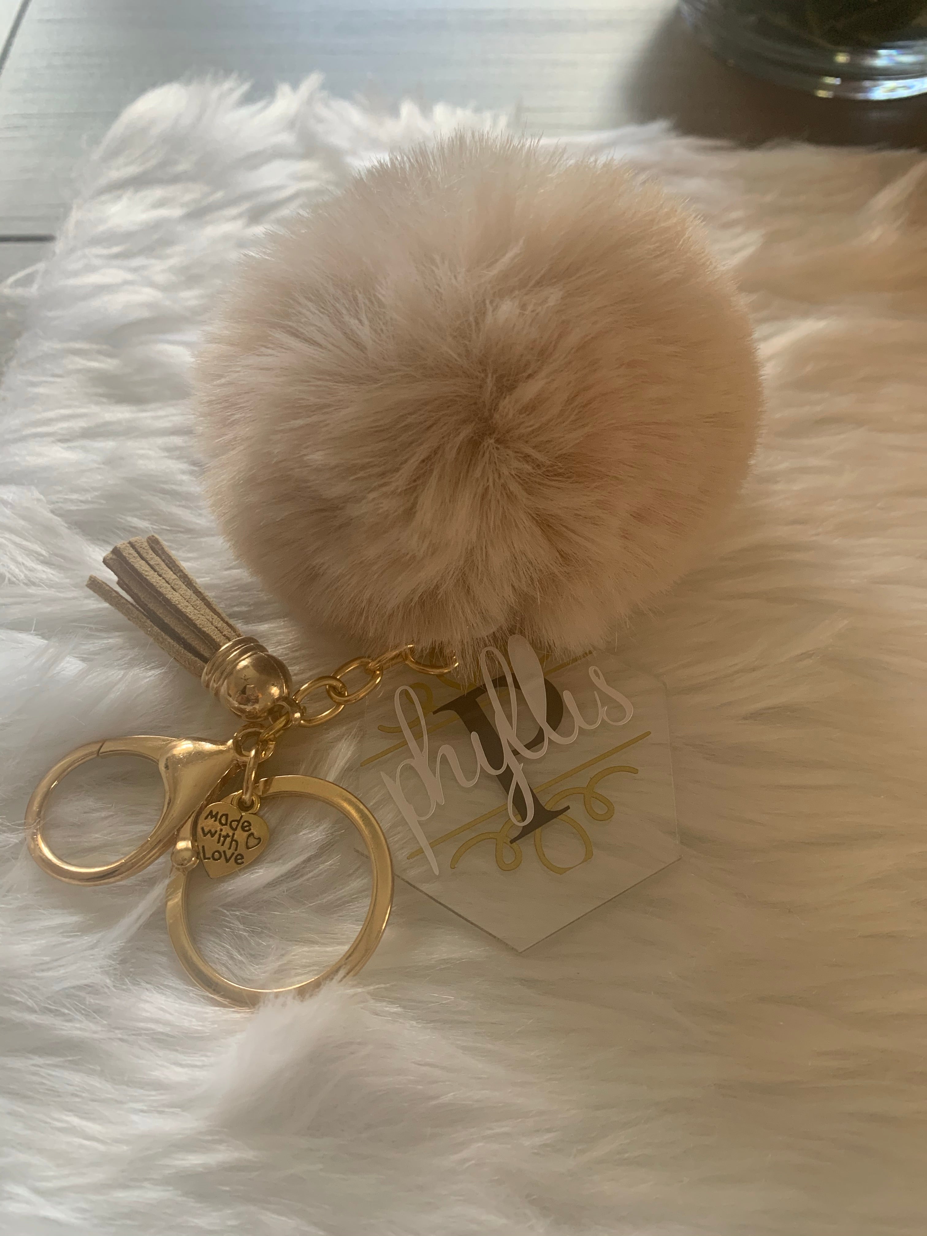 Monogram Keychain with Pom