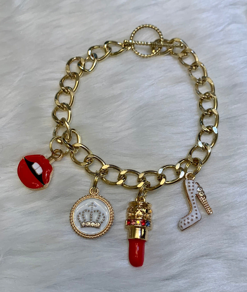 Queen / Mom's Glam & Fashion Gold Link Bracelet