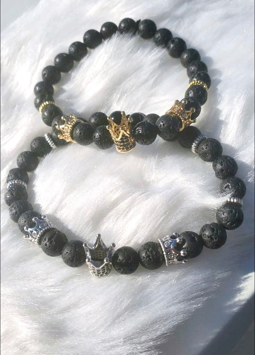 HE IS KING Multi-Crown Beaded Bracelets