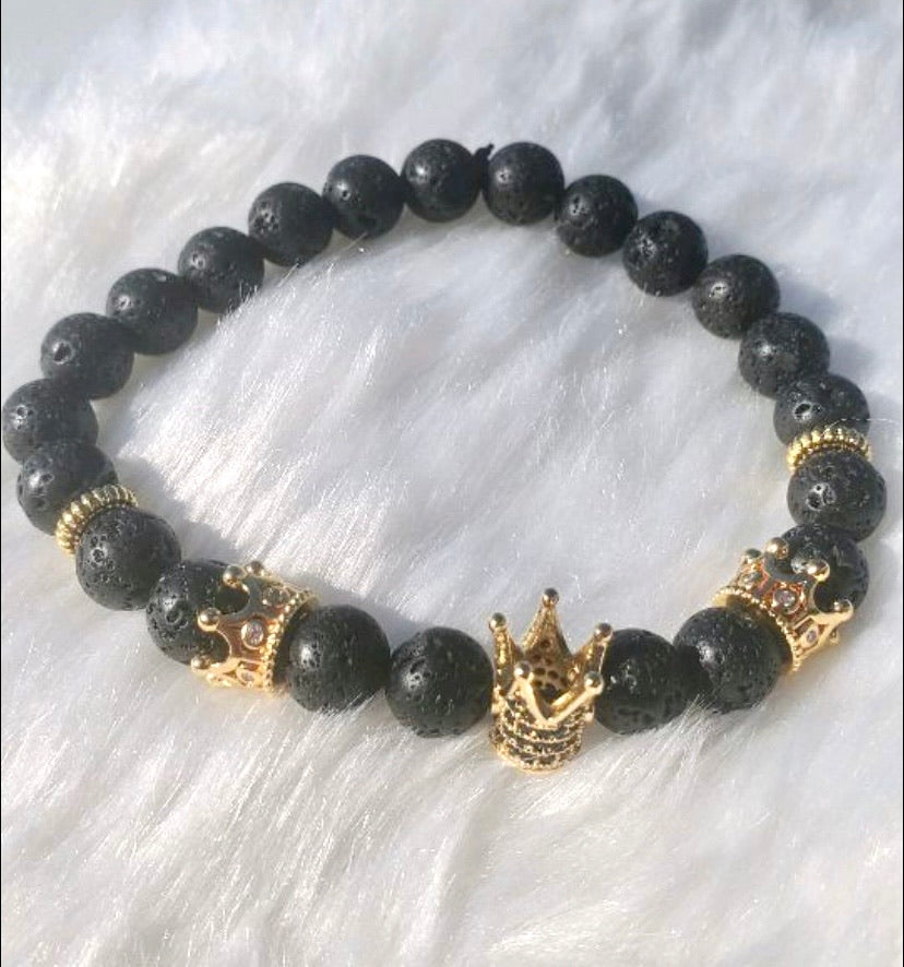 HE IS KING Multi-Crown Beaded Bracelets